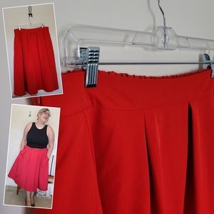 Red, XL Pleated Skirt
